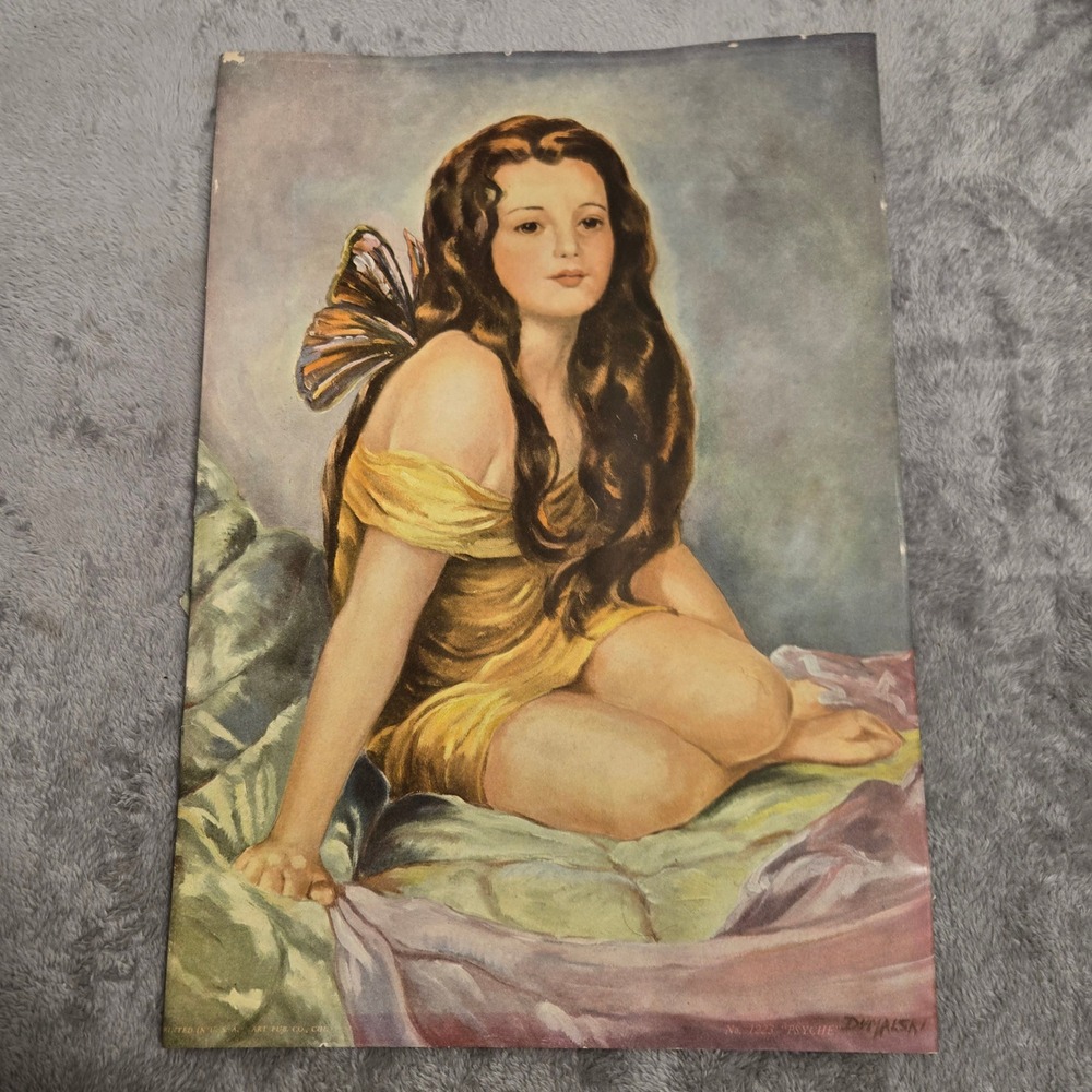 Vintage Psyche Butterfly Girl Art Print D Malski No 1223 Art Pub Co Chicago